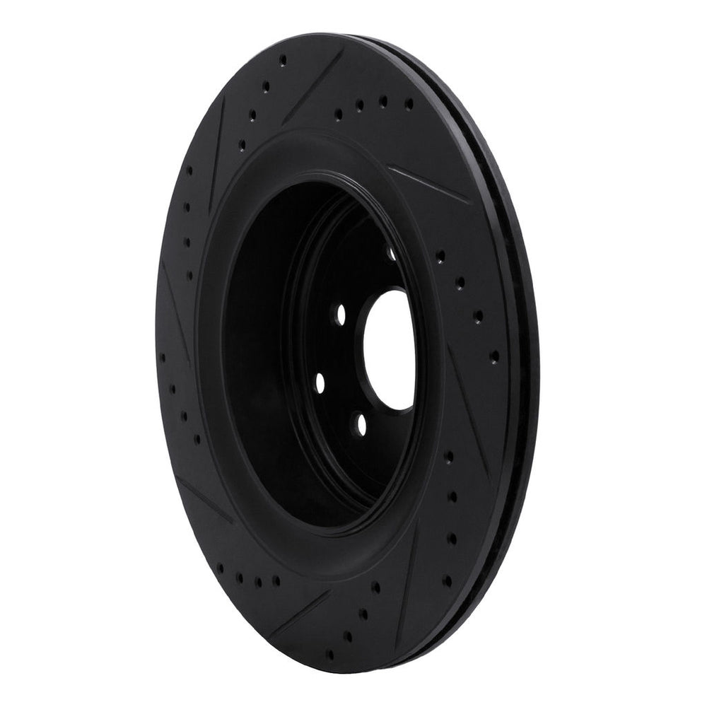 R1 09-24 Infiniti Q70L Rear Right Drilled & Slotted Black Brake Rotor