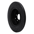 R1 09-24 Infiniti Q70L Rear Right Drilled & Slotted Black Brake Rotor