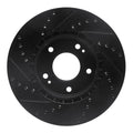 R1 10-13 Kia Forte Koup Front Right Drilled & Slotted Black Brake Rotor