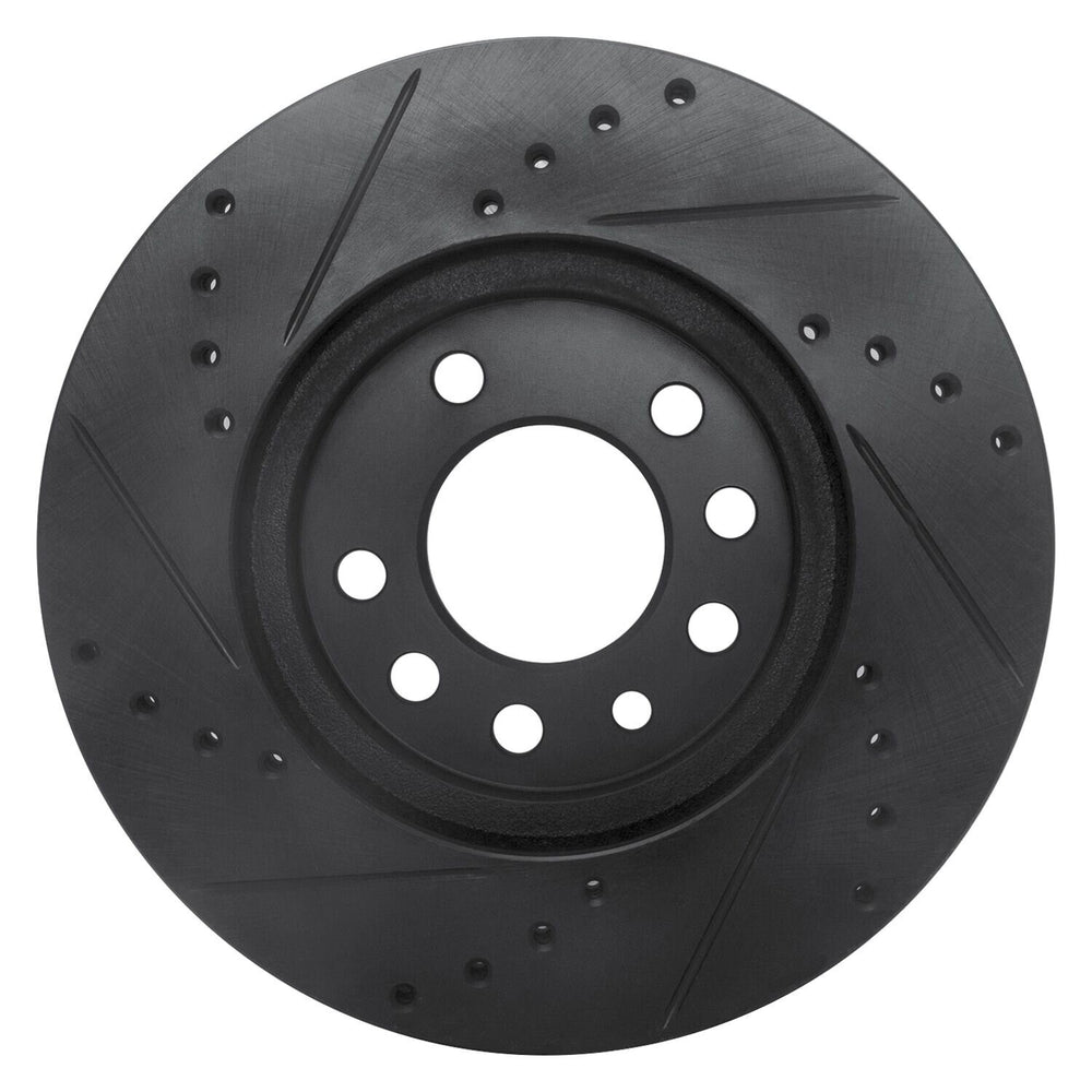 R1 94-96 Saab 900 Front Right Drilled & Slotted Black Brake Rotor