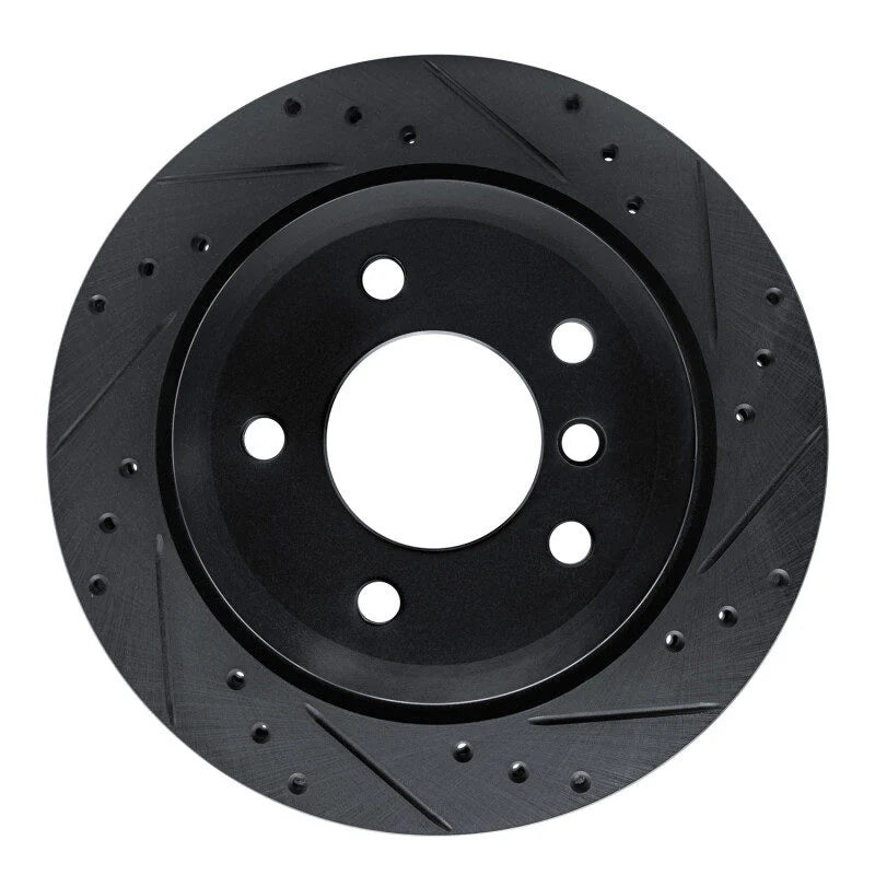 R1 09-16 BMW Z4 Rear Right Drilled & Slotted Black Brake Rotor