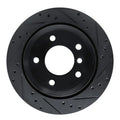 R1 09-16 BMW Z4 Rear Right Drilled & Slotted Black Brake Rotor