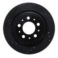 R1 00-00 Volvo V70 Rear Left Drilled & Slotted Black Brake Rotor