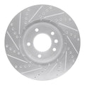R1 03-18 Porsche Cayenne Right Front Drilled & Slotted Silver Brake Rotor