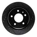 R1 88-94 BMW 750IL Rear Right Drilled & Slotted Black Brake Rotor