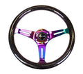 NRG Classic Wood Grain Steering Wheel (350mm) Chameleon/Pearlescent Paint Grip w/Neochrome 3-Spoke