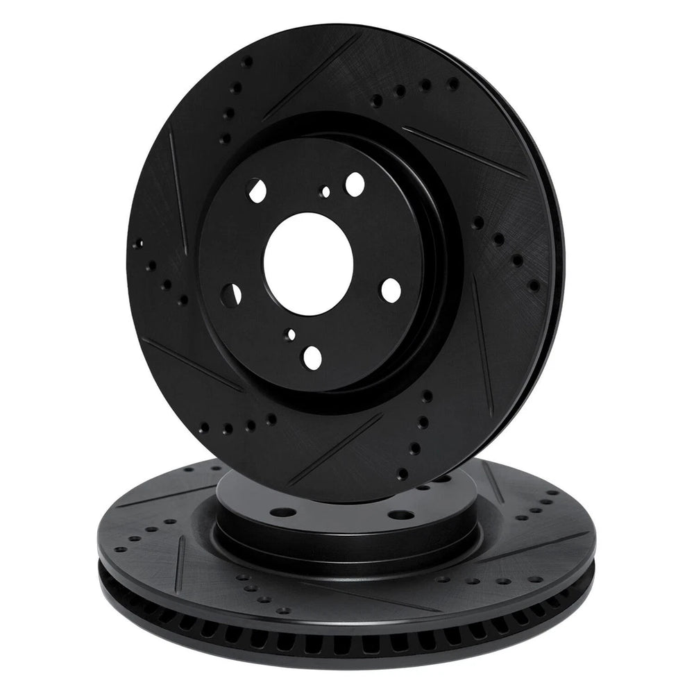 R1 98-98 Eagle TALON Front Left Drilled & Slotted Black Brake Rotor