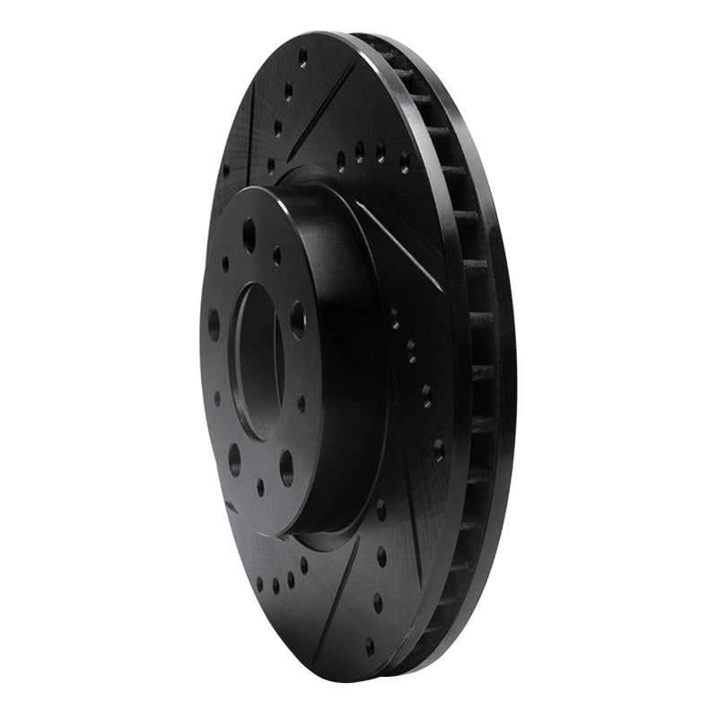 R1 95-04 Volvo C70 Front Left Drilled & Slotted Black Brake Rotor