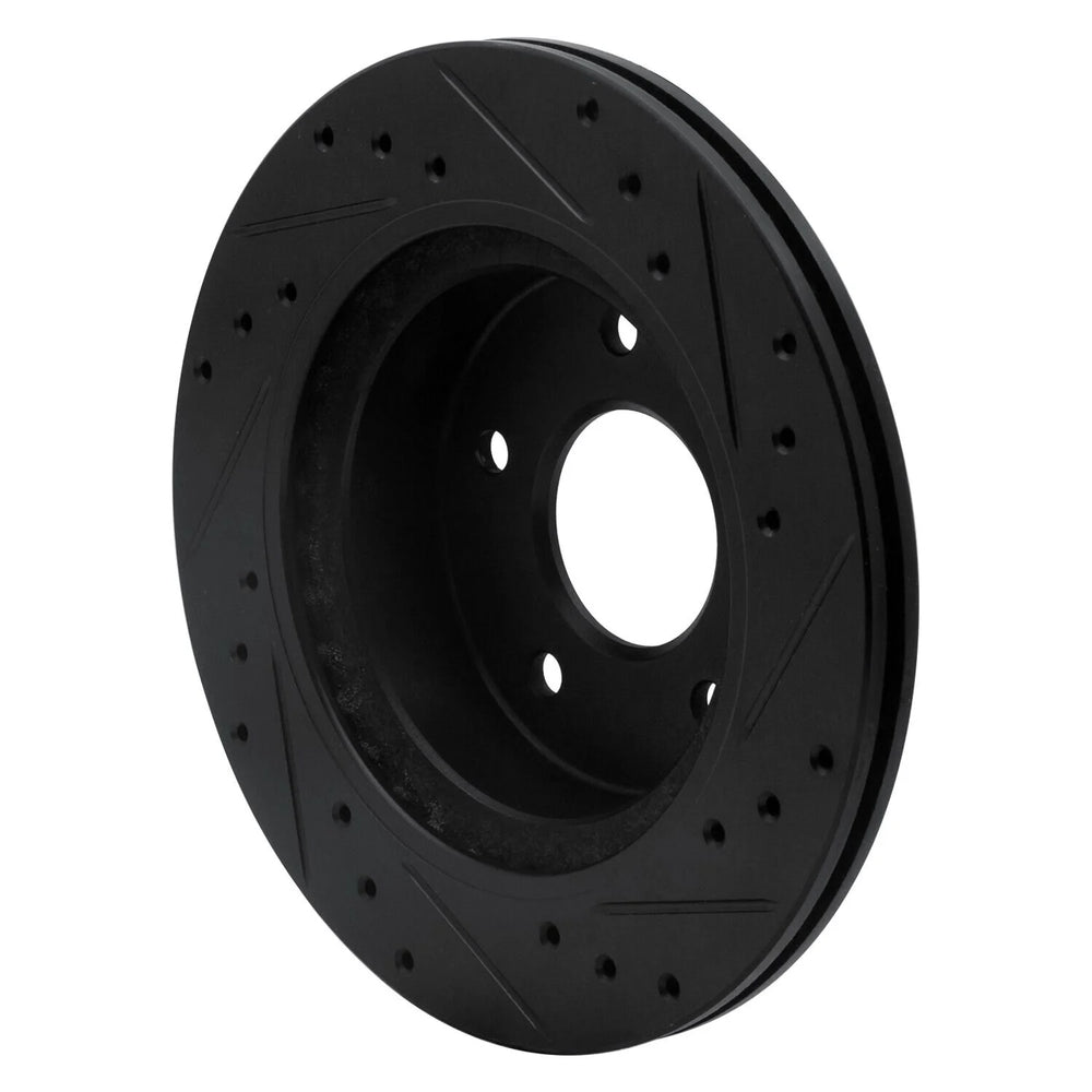 R1 87-89 Nissan 300ZX Turbo Rear Left Drilled & Slotted Black Brake Rotor