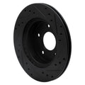R1 87-89 Nissan 300ZX Turbo Rear Left Drilled & Slotted Black Brake Rotor