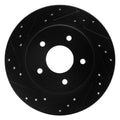 R1 87-89 Nissan 300ZX Turbo Rear Left Drilled & Slotted Black Brake Rotor
