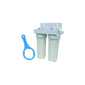 EXTERIOR FILTER SYSTEM DUAL HOUSING W/6 AND 10 CARTRIDGES WALL BRACKET AND WRENCH