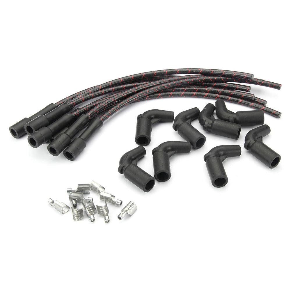PLUG WIRE KIT LS COIL TO PLUG 180D PLUG 90D COIL CUT TO FIT BLK W/RED TRACERS