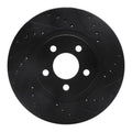 R1 01-10 Chrysler PT Cruiser Front Right Drilled & Slotted Black Brake Rotor