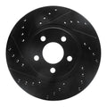 R1 01-10 Chrysler PT Cruiser Front Left Drilled & Slotted Black Brake Rotor