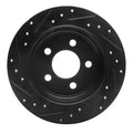 R1 03-07 Jeep TJ (Canada - See Wrangler for US) Rear Right Drilled & Slotted Black Brake Rotor
