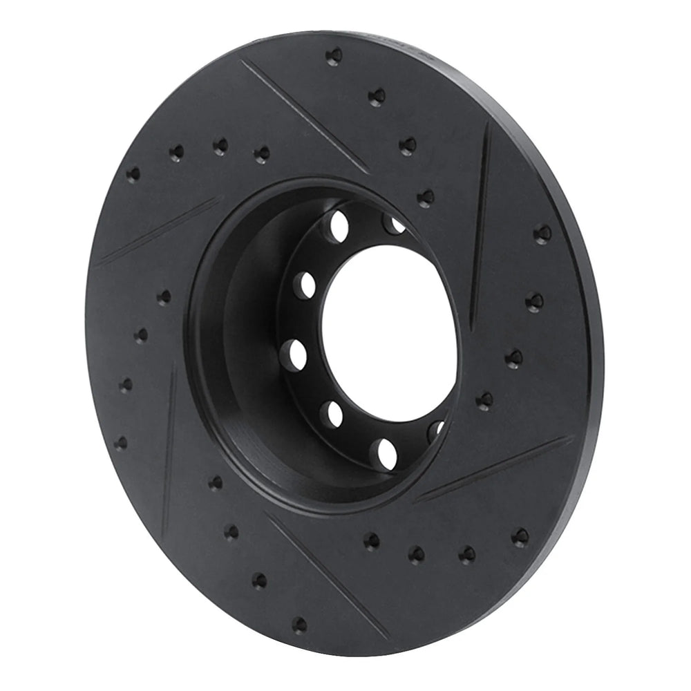 R1 68-76 Mercedes-Benz 220 Front Left Drilled & Slotted Black Brake Rotor