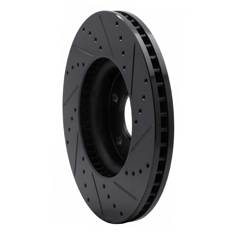 R1 13-20 Ford Special SERVICE POLICE Sedan Front Left Drilled & Slotted Black Brake Rotor