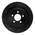 R1 15-23 Ford Mustang Rear Left Drilled & Slotted Black Brake Rotor