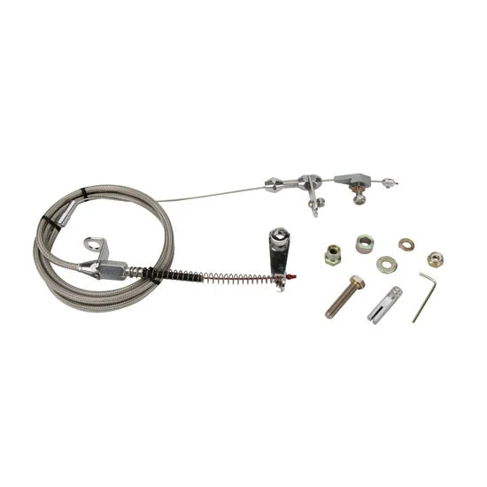 48IN HITECH BLACK STAINLESS HOUSING AOD BLOWER DRIVE KICKDOWN CABLE W/ BLACK FI