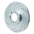 R1 98-04 Mitsubishi Montero Front Left Drilled & Slotted Silver Brake Rotor