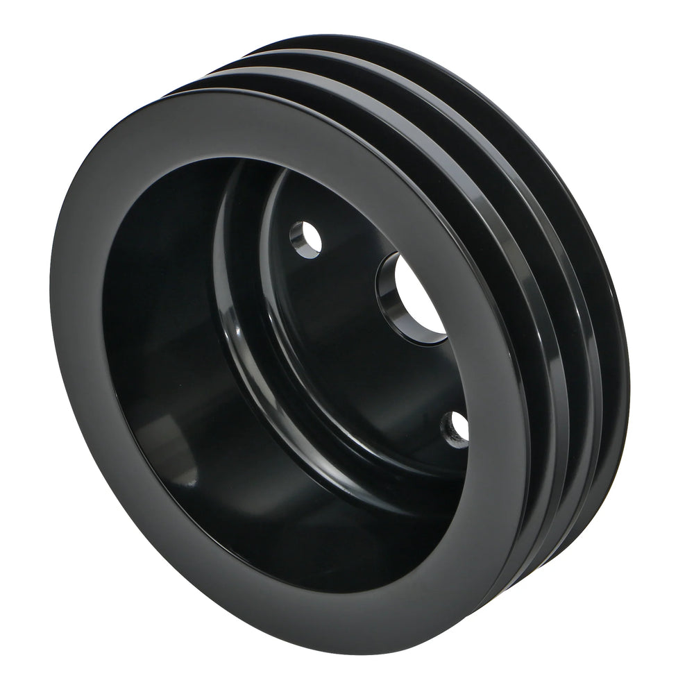 CHEVY 283350 SB CRANKSHAFT PULLEY 3 GROOVE LONG WATER PUMP ALUMINUM BLACK