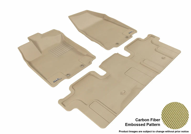 3D MAXpider 2013-2019 Nissan Pathfinder Kagu 1st & 2nd Row Floormats - Tan