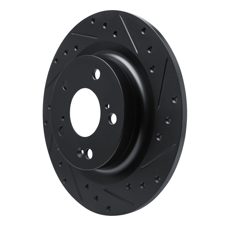 R1 17-25 Acura Integra Rear Right Drilled & Slotted Black Brake Rotor