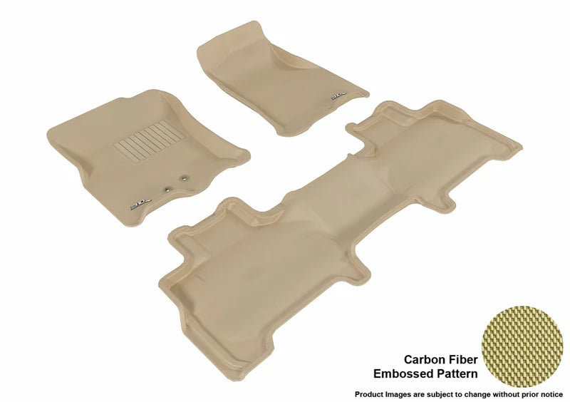 3D MAXpider 2011-2017 Ford Expedition Kagu 1st & 2nd Row Floormats - Tan