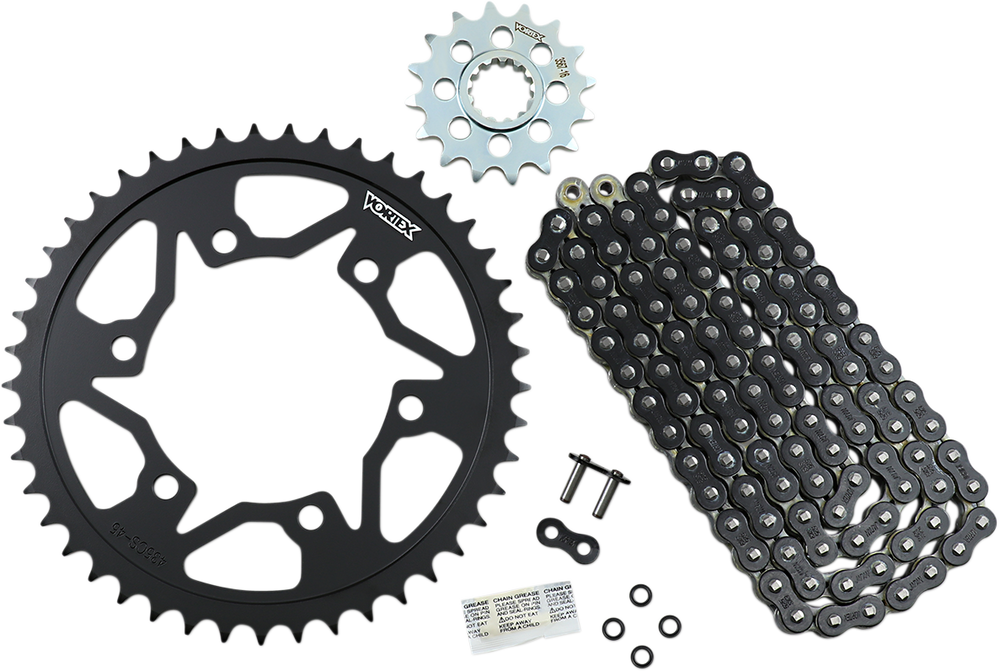 Vortex Racing V3 2.0 Chain and Sprocket Kit 3567-16,435CS-45,525SX3-110- Black