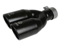 aFe Takeda 304 Stainless Steel Clamp-on Exhaust Tip Black 2-1/2ininlet x 3-1/2in Outlet X 12in L
