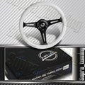NRG Classic Wood Grain Steering Wheel (350mm) White Paint Grip w/Black 3-Spoke Center