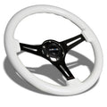 NRG Classic Wood Grain Steering Wheel (350mm) Glow-N-The-Dark Green Grip w/Black 3-Spoke Center