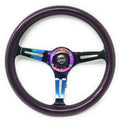 NRG Classic Wood Grain Steering Wheel (350mm) Purple Pearl Paint w/Neochrome 3-Spoke Center