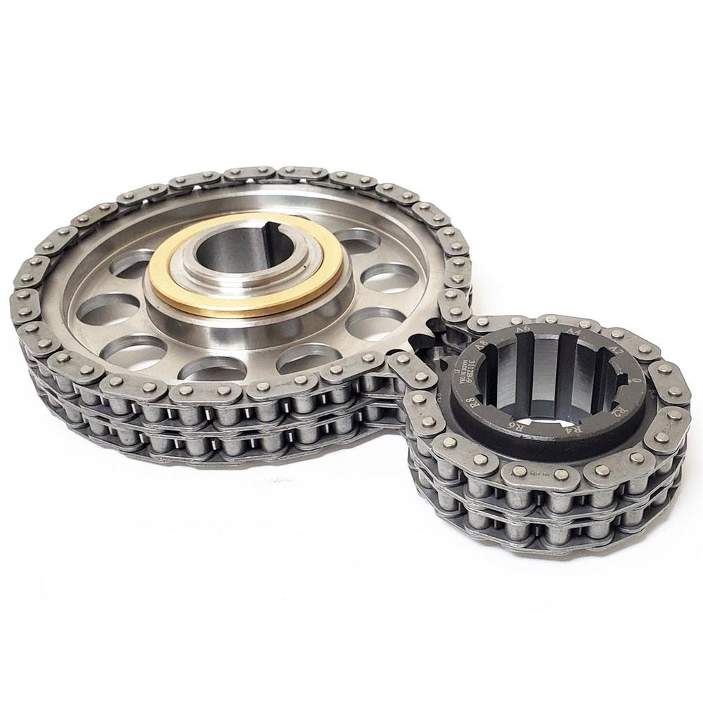 TIMING CHAIN SET PQX DBL ROLLER PONTIAC 421455 W/ THRUST BEARING 9 KEYWAY