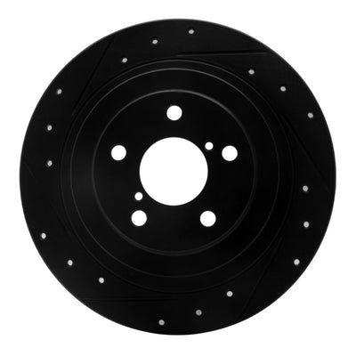 R1 00-06 Subaru Outback Rear Left Drilled & Slotted Black Brake Rotor