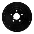 R1 00-06 Subaru Outback Rear Left Drilled & Slotted Black Brake Rotor