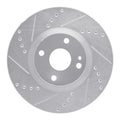 R1 2016-2025 Fiat 124 Spider Front Left Drilled & Slotted Silver Brake Rotor