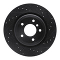 R1 06-15 BMW 335XI Rear Right Drilled & Slotted Black Brake Rotor