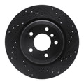 R1 06-15 BMW 335XI Rear Right Drilled & Slotted Black Brake Rotor