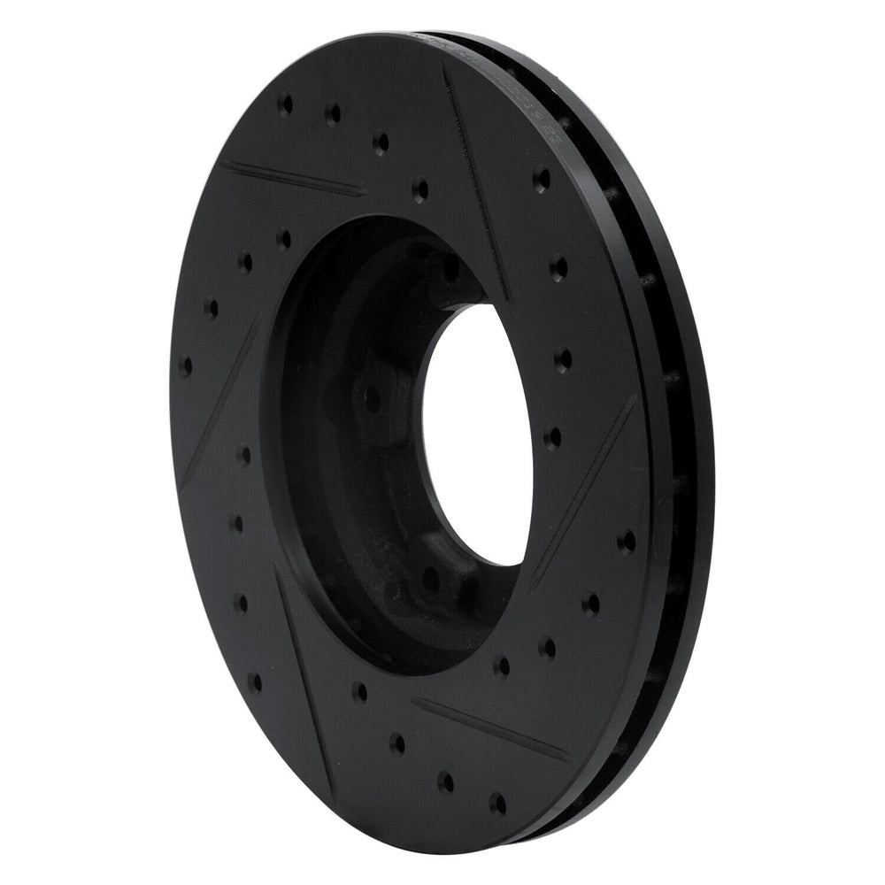 R1 85-92 Toyota Pickup Front Left Drilled & Slotted Black Brake Rotor