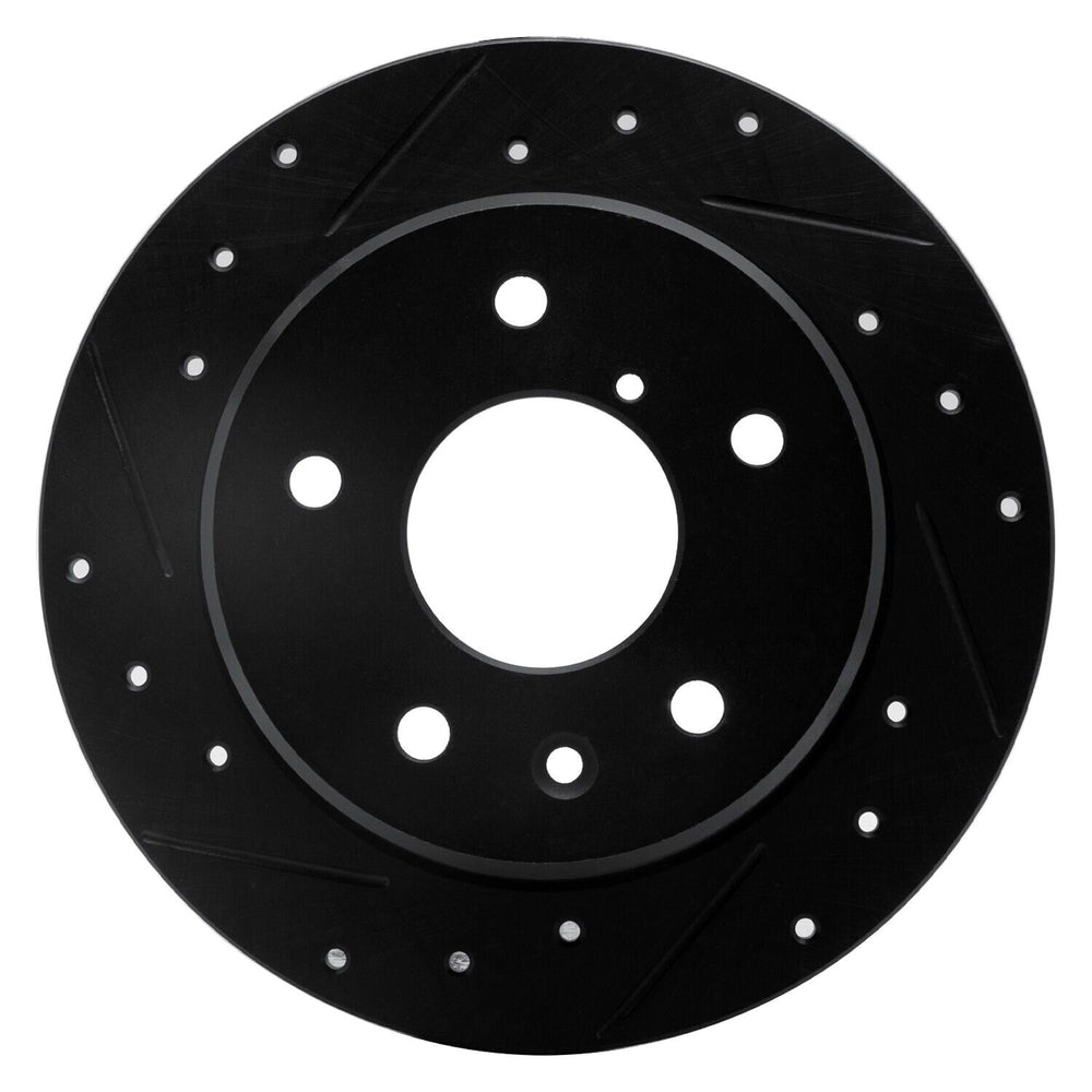 R1 89-91 Mazda RX-7 Rear Left Drilled & Slotted Black Brake Rotor