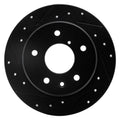 R1 89-91 Mazda RX-7 Rear Left Drilled & Slotted Black Brake Rotor