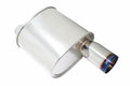 Megan Universal muffler 2.5 Pipe 3.5 Single Stainless Roll Tip (offset piping) 20x8x12 12lbs