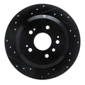 R1 16-25 Honda Ridgeline Rear Left Drilled & Slotted Black Brake Rotor