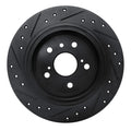 R1 95-99 Toyota AVALON Rear Right Drilled & Slotted Black Brake Rotor