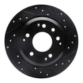 R1 99-01 Acura RL Rear Right Drilled & Slotted Black Brake Rotor