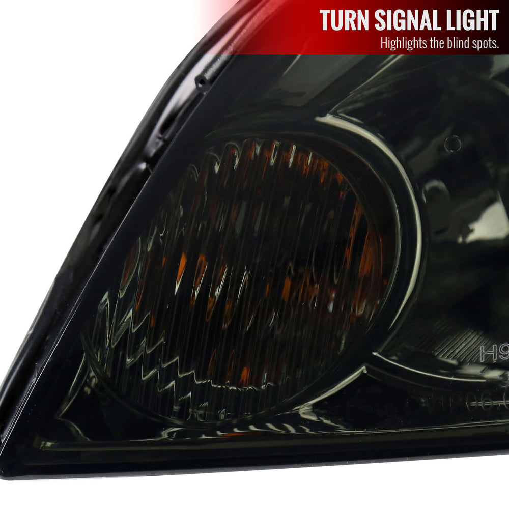 OE HEADLIGHT WITH LED BAR CHROME HOUSING AND SMOKED LENS AMBER REFLECTOR - USES STOCK BULBS