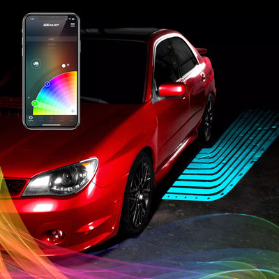 XK Glow Curb FX Bluetooth XKchrome App Waterproof LED Projector Welcome Light Flame Style 2pc