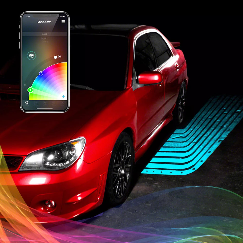 XK Glow Curb FX Bluetooth XKchrome App Waterproof LED Projector Welcome Light Flame Style 2pc